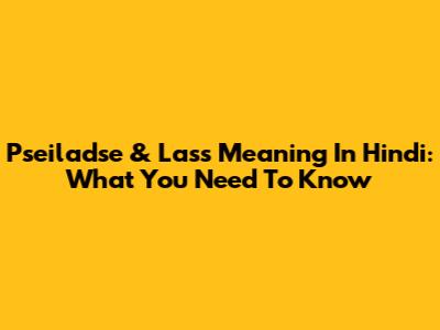 Pseiladse & Lass Meaning In Hindi: What You Need To Know
