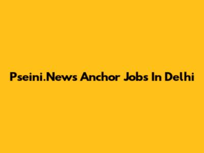 Pseini.News Anchor Jobs In Delhi