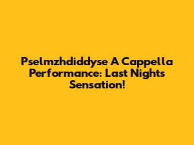 Pselmzhdiddyse A Cappella Performance: Last Night's Sensation!
