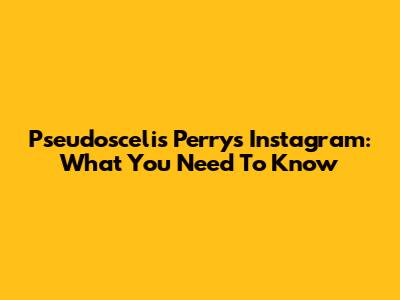 Pseudoscelis Perry's Instagram: What You Need To Know