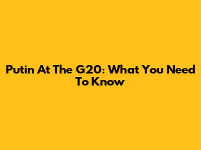 Putin At The G20: What You Need To Know