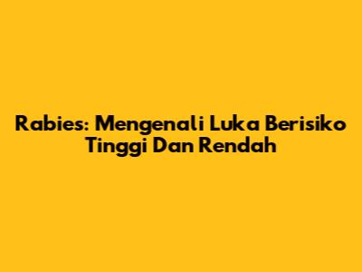 Rabies: Mengenali Luka Berisiko Tinggi Dan Rendah