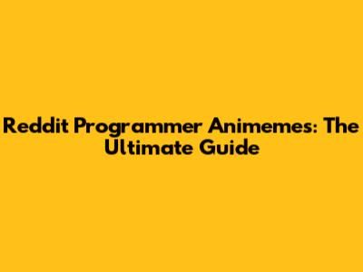 Reddit Programmer Animemes: The Ultimate Guide