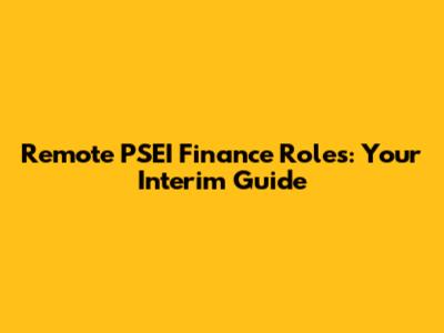 Remote PSEI Finance Roles: Your Interim Guide