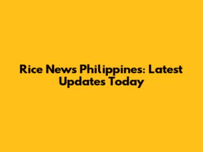 Rice News Philippines: Latest Updates Today