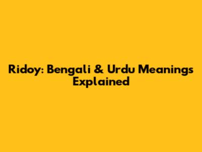Ridoy: Bengali & Urdu Meanings Explained