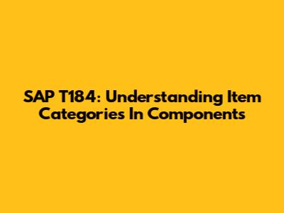SAP T184: Understanding Item Categories In Components