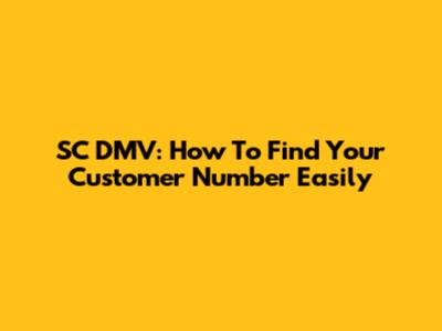 SC DMV: How To Find Your Customer Number Easily