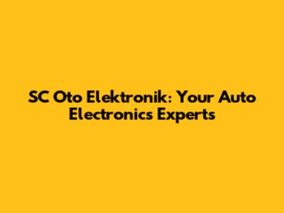 SC Oto Elektronik: Your Auto Electronics Experts