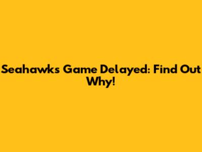Seahawks Game Delayed: Find Out Why!