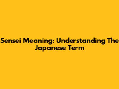 Sensei Meaning: Understanding The Japanese Term