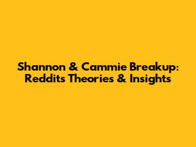 Shannon & Cammie Breakup: Reddit's Theories & Insights