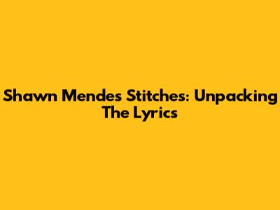 Shawn Mendes' 'Stitches': Unpacking The Lyrics