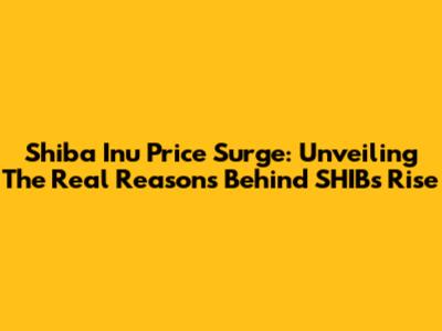 Shiba Inu Price Surge: Unveiling The Real Reasons Behind SHIB's Rise