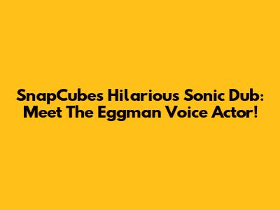 SnapCube's Hilarious Sonic Dub: Meet The Eggman Voice Actor!