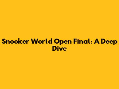 Snooker World Open Final: A Deep Dive