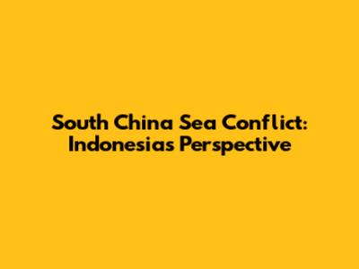 South China Sea Conflict: Indonesia's Perspective