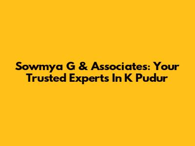 Sowmya G & Associates: Your Trusted Experts In K Pudur