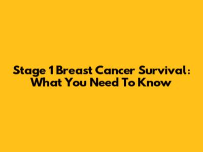 Stage 1 Breast Cancer Survival: What You Need To Know
