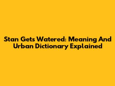 Stan Gets Watered: Meaning And Urban Dictionary Explained