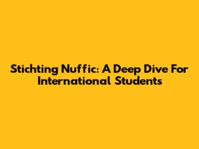 Stichting Nuffic: A Deep Dive For International Students