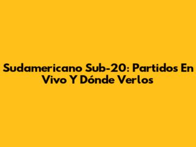 Sudamericano Sub-20: Partidos En Vivo Y Dónde Verlos