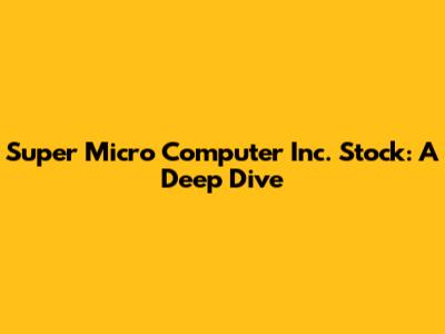 Super Micro Computer Inc. Stock: A Deep Dive