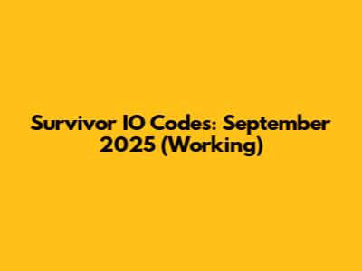 Survivor IO Codes: September 2025 (Working)