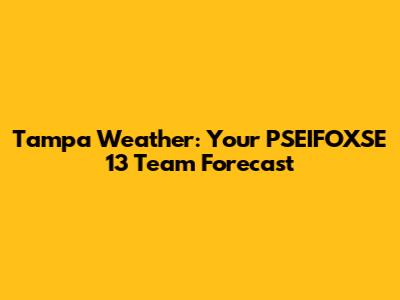 Tampa Weather: Your PSEIFOXSE 13 Team Forecast