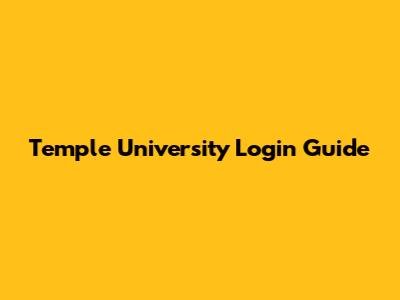Temple University Login Guide