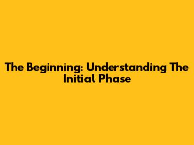 The Beginning: Understanding The Initial Phase