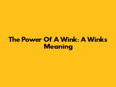 The Power Of A Wink: A Wink's Meaning