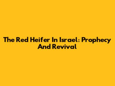 The Red Heifer In Israel: Prophecy And Revival