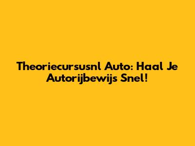 Theoriecursusnl Auto: Haal Je Autorijbewijs Snel!