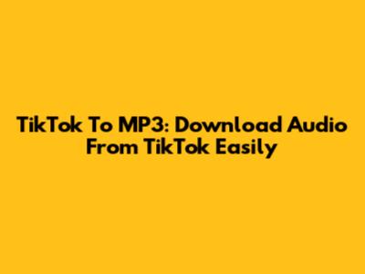 TikTok To MP3: Download Audio From TikTok Easily
