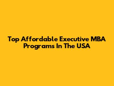 Top Affordable Executive MBA Programs In The USA
