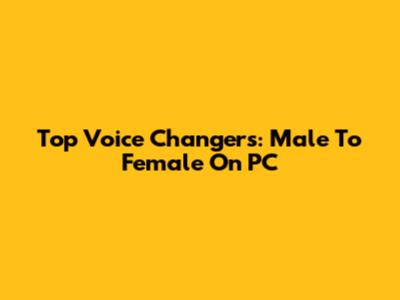 Top Voice Changers: Male To Female On PC