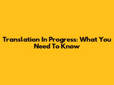 Translation In Progress: What You Need To Know