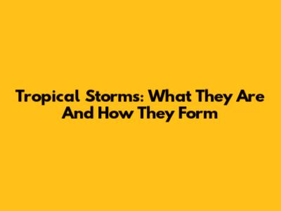 Tropical Storms: What They Are And How They Form
