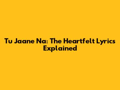 Tu Jaane Na: The Heartfelt Lyrics Explained