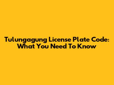 Tulungagung License Plate Code: What You Need To Know