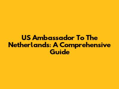 US Ambassador To The Netherlands: A Comprehensive Guide