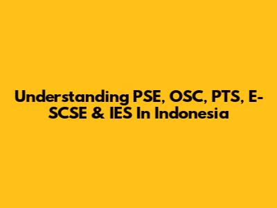 Understanding PSE, OSC, PTS, E-SCSE & IES In Indonesia