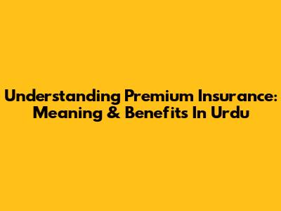 Understanding Premium Insurance: Meaning & Benefits In Urdu