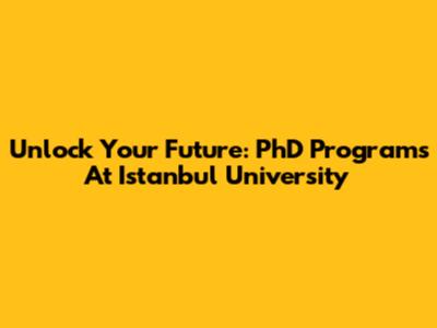 Unlock Your Future: PhD Programs At Istanbul University