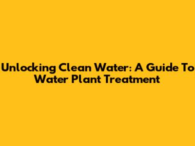 Unlocking Clean Water: A Guide To Water Plant Treatment