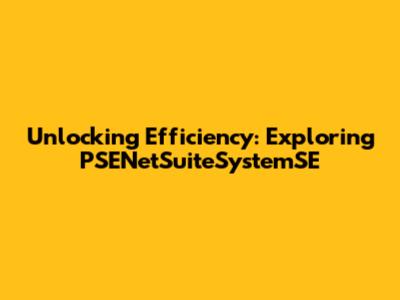 Unlocking Efficiency: Exploring PSENetSuiteSystemSE