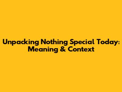 Unpacking 'Nothing Special Today': Meaning & Context