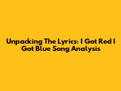 Unpacking The Lyrics: 'I Got Red I Got Blue' Song Analysis