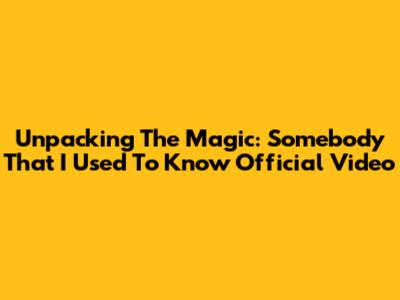 Unpacking The Magic: 'Somebody That I Used To Know' Official Video